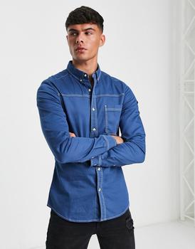 ASOS | ASOS DESIGN skinny denim shirt in moonlight blue商品图片,