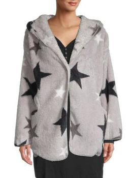 PJ Salvage | Star-Print Faux Fur Hoodie商品图片,2.6折