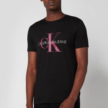 推荐Calvin Klein Jeans Men's Slim Organic Cotton Monogram T-Shirt - Black商品