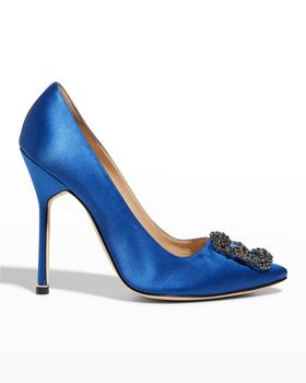 Manolo Blahnik, Manolo Blahnik | Hangisi 115mm Satin Crystal-Toe Pump商品图片 满$400减$100, 满减