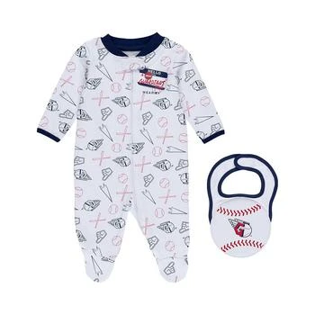 WEAR by Erin Andrews | Baby Boys and Girls White Cleveland Guardians Sleep and Play Full-Zip Footed Jumper with Bib,商家Macy's,价格¥224