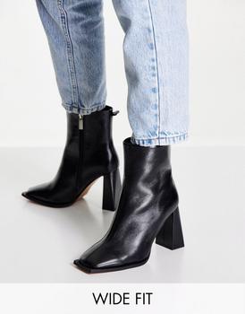 ASOS | ASOS DESIGN Wide Fit Excel high-heeled ankle boots in black商品图片,