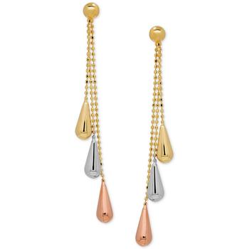 商品Italian Gold | Tri-Gold Linear Drop Earrings in 14k Gold, White Gold and Rose Gold, 2 inch,商家Macy's,价格¥2197图片