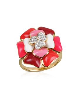 Rosato 洛萨朵 | Tearose - 镶钻18K金粉色花朵戒指商品图片,5.7折