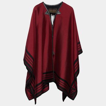 lv丝巾, [二手商品] Louis Vuitton | Louis Vuitton Burgundy Cashmere Silk Tie Up Poncho ( One Size )商品图片 7.6折, 满1件减$100, 满减