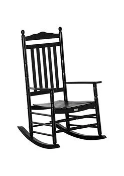 Outsunny | Wooden Rocking chair Traditional Porch Rocker for Outdoor Indoor Use Black,商家Belk,价格¥1374