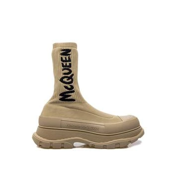 Alexander McQueen | Alexander Mcqueen Sock-Style Logo-Print Boots 5折×额外8折, 额外八折