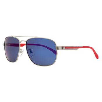 商品Fila Rectangular Sunglasses SF8493 581P Silver/Red Polarized 60mm 8493图片