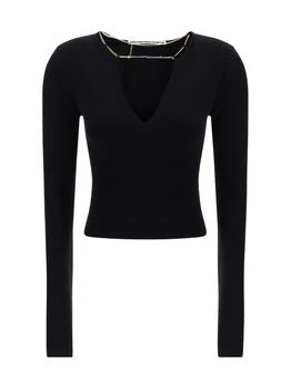 Alexander Wang | V-NECK LS PULLOVER WITH LOGO NECKLACE 7折