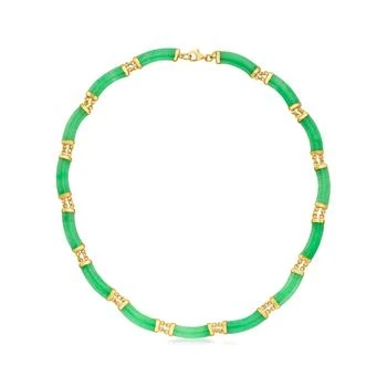 Ross-Simons | Ross-Simons Curved Jade Necklace in 18kt Gold Over Sterling,商家Premium Outlets,价格¥2253