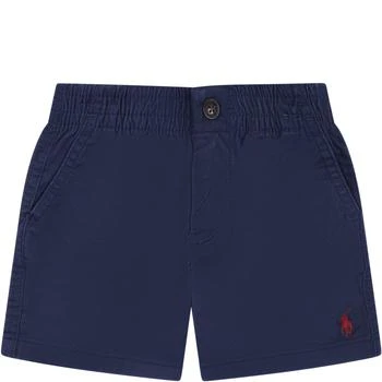 Ralph Lauren | Blue Shorts For Baby Boy With Red Pony 
