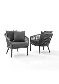 Crosley, Crosley Furniture | Crosley Furniture CO7331MB-CL 28.88 x 23.25 x 30.25 in. Dover Indoor & Outdoor Rope Armchair Set - 2 Armchairs Charcoal & Matte Black - 2 Piece商品图片 