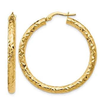 Diamond2Deal | 14K Yellow Gold Polished and Textured Hoop Earrings 35mm,商家Premium Outlets,价格¥4407