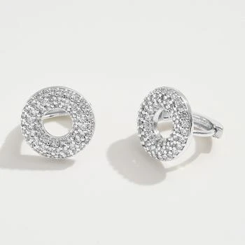 FASHNZFAB | 14K Gold Dipped CZ Stone Paved Donut Mini Huggie Hoop Earrings - Silver,商家Premium Outlets,价格¥219