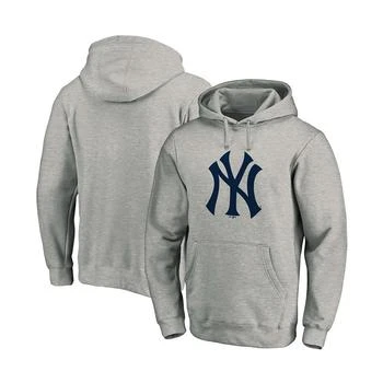 推荐Men's Heathered Gray New York Yankees Official Logo Pullover Hoodie商品