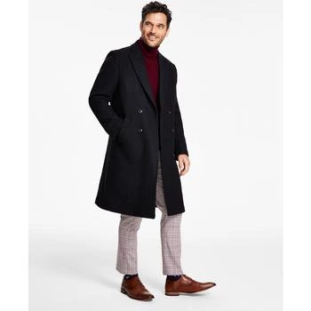 Tommy Hilfiger | Men's Modern-Fit Solid Double-Breasted Overcoat 3.6折, 独家减免邮费
