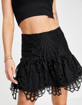 French Connection | French Connection ginaz lace mix mini skirt in black商品图片,5折×额外9.5折, 额外九五折