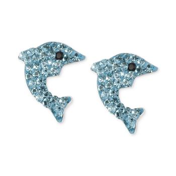 推荐Silver-Tone Blue Pavé Dolphin Stud Earrings商品