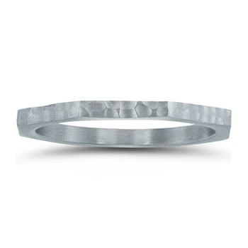 SSELECTS | Thin 1.5Mm Eight Sided Octagon Hammered Finish Wedding Band In 14K White Gold,商家Premium Outlets,价格¥1323