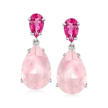 Ross-Simons | Rose Quartz and Pink Topaz Drop Earrings in Sterling Silver,商家Premium Outlets,价格¥1660