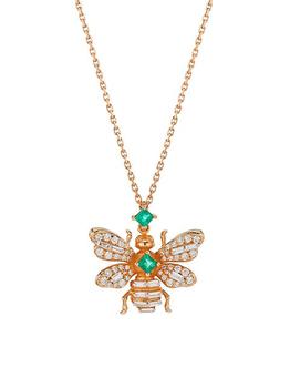 商品Honey 14K Rose Gold, Emerald & 0.26 TCW Diamond Pendant Necklace图片