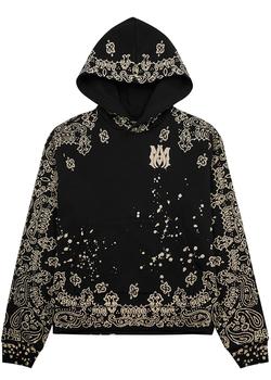 amiri卫衣, AMIRI | Bandana-intarsia hooded cotton sweatshirt商品图片 