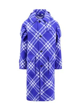 推荐Burberry Plaid-Check Hooded Blanket Coat商品