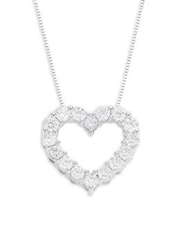 Badgley Mischka | 14K White Gold & 1.00 TCW Lab-Grown Diamond Heart Pendant Necklace商品图片,5折