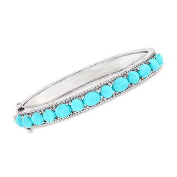 商品Ross-Simons Turquoise Bangle Bracelet in Sterling Silver图片