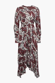 女士Isabel Marant, Isabel Marant | Jorja asymmetric printed silk-blend satin-jacquard midi dress商品图片 2.9折