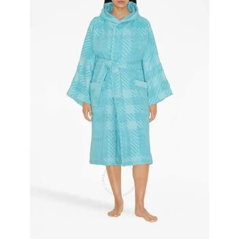 Burberry | Check-Pattern Cotton Robe Bright Blue Topaz,商家Jomashop,价格¥2152