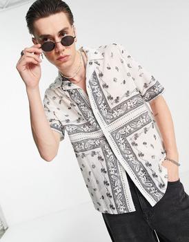 ALL SAINTS | AllSaints pima placement print shirt in white商品图片,