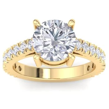 SSELECTS | 4 Carat Round Lab Grown Diamond Classic Engagement Ring In 14k Yellow Gold (g-h, Vs2),商家Premium Outlets,价格¥26430