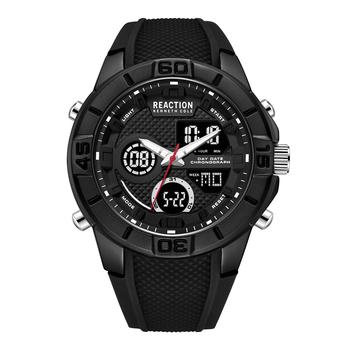 Kenneth Cole | Men's Ana-digi Black Silicon Strap Watch, 48mm商品图片,