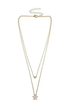 Kenneth Jay Lane | 18K Gold Plated Cubic Zirconia Star Pendant Layered Necklace,商家Nordstrom Rack,价格¥298
