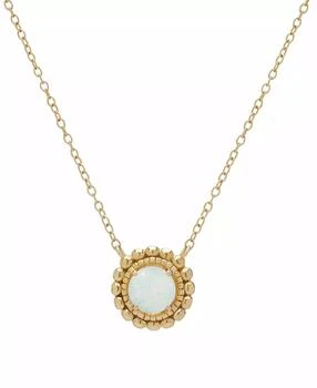 Macy's | Lab Grown Opal Solitaire Bead Frame 18" Pendant Necklace (5/8 ct. t.w.) in 14k Gold-Plated Sterling Silver,商家Macy's,价格¥748