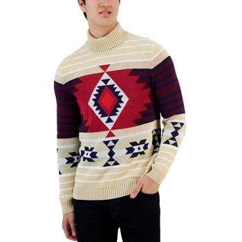推荐Men's Chunky Fair Isle Turtleneck Pullover Sweater, Created for Macy's商品