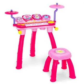 Hivvago | 24-Key Piano Keyboard DJ Drum Combination with Microphone and MP3-Pink,商家Premium Outlets,价格¥629