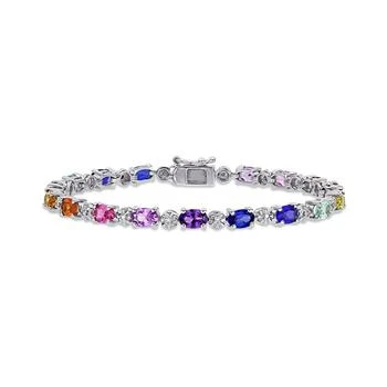 Macy's | Multi-Color Created Sapphire (9 7/8 ct. t.w.) and Diamond-Accent Tennis Bracelet in Sterling Silver,商家Macy's,�价格¥1283