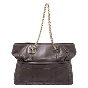 迪奥托特包, [二手商品] Dior | Dior Dark Brown Cannage Leather Granville Chain Link Tote商品图片 4.9折, 满1件减$100, 满减