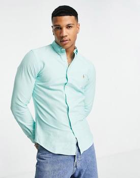 推荐Polo Ralph Lauren slim fit oxford shirt with pony logo in light green商品