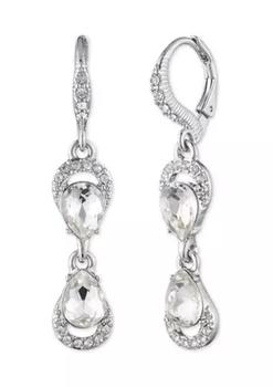 推荐Silver Tone Crystal Pear Double Drop Earrings商品