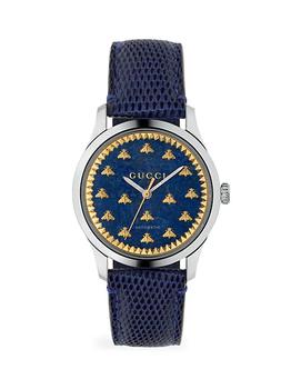 推荐G-Timeless Automatic Stainless Steel & 18K Yellow Gold PVD & Blue Lapiz Lizard Strap Watch商品