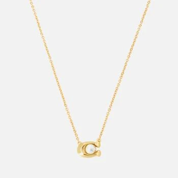 Coach | Coach Women's Pearl Signature Gold Tone Pendant Necklace - Gold/White 