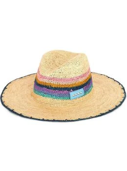 推荐Woven Stripe Straw Sun Hat in Raffia Woman商品