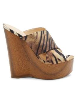 推荐​G-Teisha3 Tiger Print Crossover Wedge Heel Sandals商品
