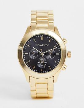 商品ASOS | ASOS DESIGN bracelet watch with black dial in gold tone,商家ASOS,价格¥154图片