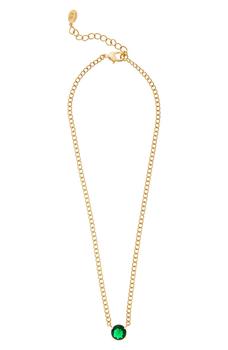 商品Rivka Friedman | 18K Gold Plated Green CZ Pendant Necklace,商家Nordstrom Rack,价格¥1004图片