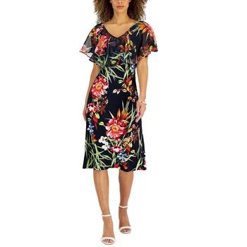 推荐Connected Apparel Womens Petites Floral Calf Midi Dress商品