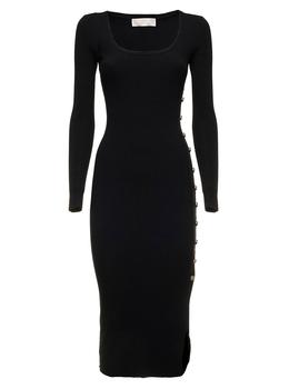mk连衣裙, Michael Kors | M Michael Kors Woman's Recycled Viscose Long Dress  with Side Buttons Details商品图片 8.6折